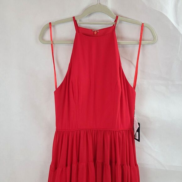 New MAC DUGGAL 55281 Red Chiffon Ruffle Tiered A Line Gown Women's (6) $398 - Picture 7 of 15